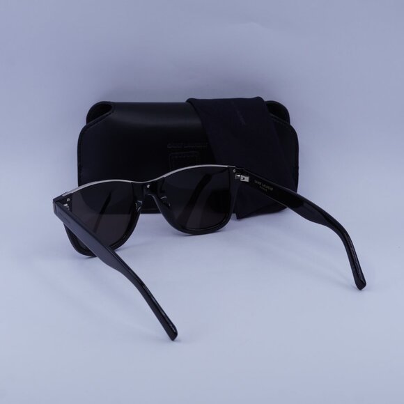 Saint Laurent SL 51 CUT 001 Sunglasses Black/Silver Square Frame, Black Lenses - Picture 10 of 10